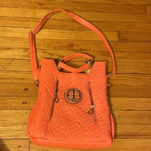 Coral leather purse